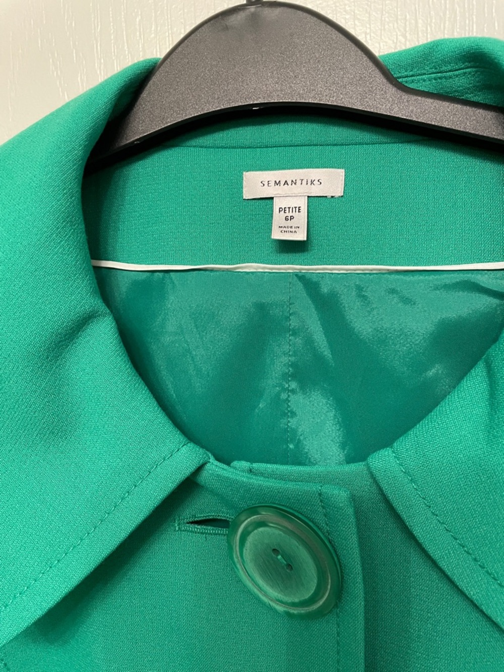 Semantiks Emerald Green Button-Front Petite Coat